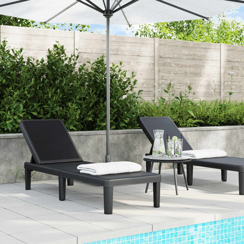 Casa si Gradina - Gradina si terasa - Mobilier exterior - Scaune si sezlonguri gradina - Sezlong, negru, 159x57x83,5 cm, polipropilena - Infinity.ro