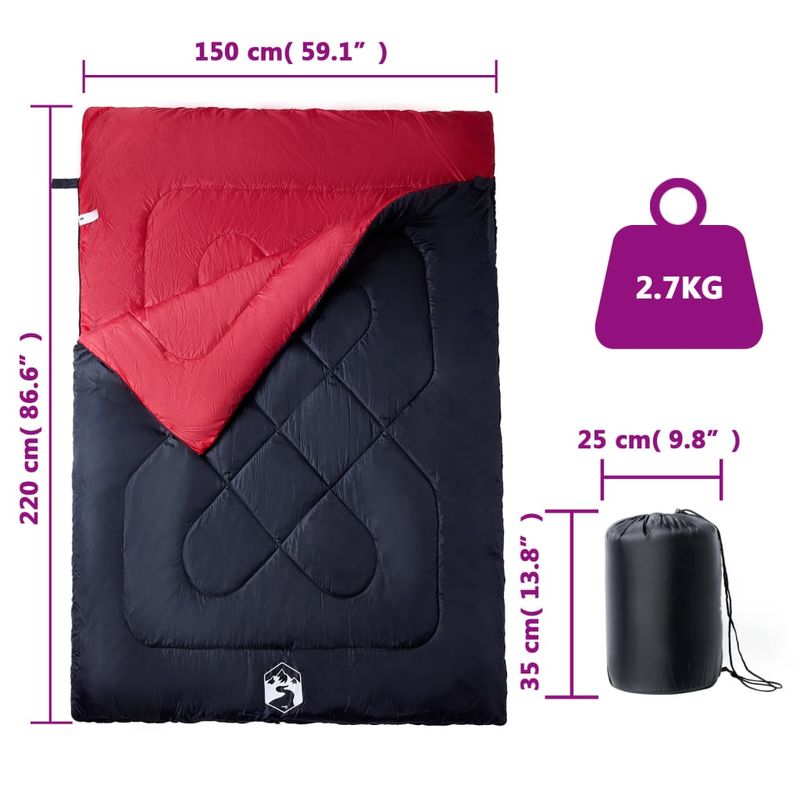 Sport si Outdoor - Camping - Saci de dormit - Sac de dormit dublu cu perne de camping, adulti, 3-4 anotimpuri - Infinity.ro