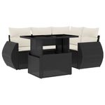 Casa si Gradina - Gradina si terasa - Mobilier exterior - Seturi mobila gradina - Set mobilier de gradina cu perne, 5 piese, negru, poliratan - Infinity.ro