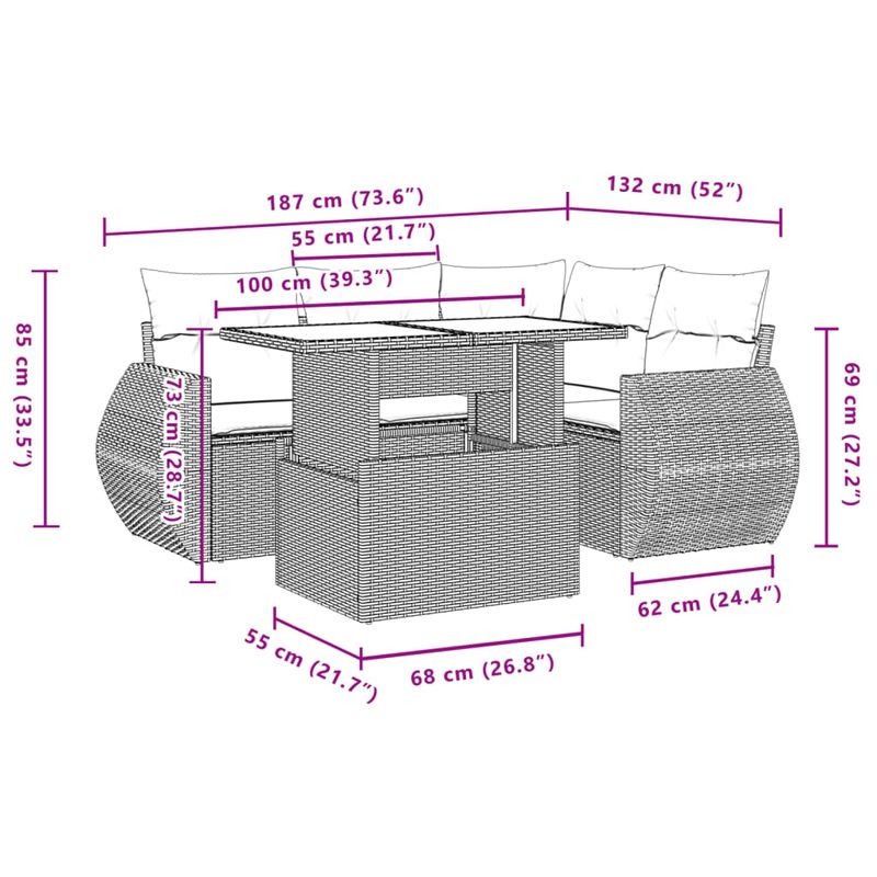 Casa si Gradina - Gradina si terasa - Mobilier exterior - Seturi mobila gradina - Set mobilier de gradina cu perne, 5 piese, negru, poliratan - Infinity.ro