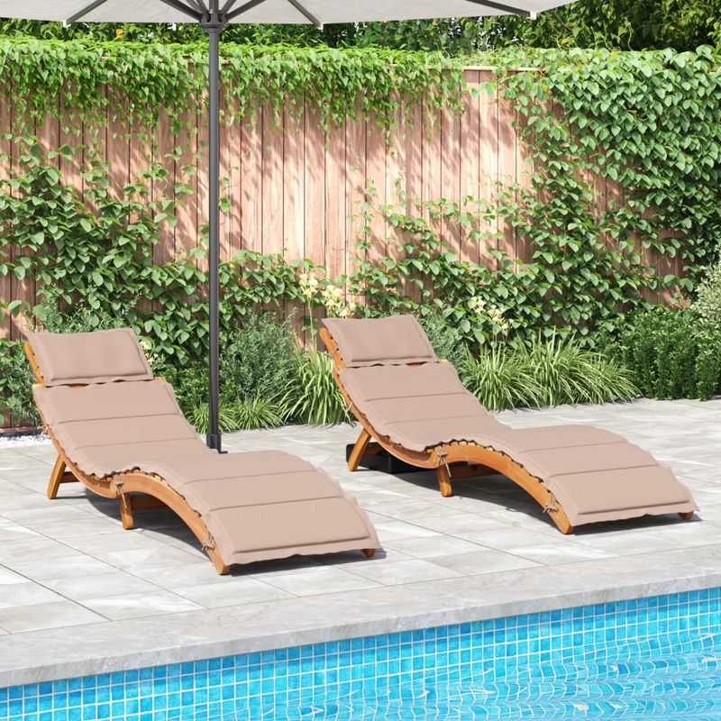 Casa si Gradina - Gradina si terasa - Mobilier exterior - Scaune si sezlonguri gradina - Sezlonguri cu perne, 2 buc., taupe, lemn masiv de acacia - Infinity.ro