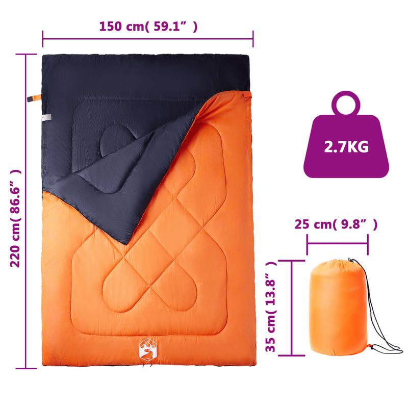 Sport si Outdoor - Camping - Saci de dormit - Sac de dormit dublu cu perne de camping, adulti, 3-4 anotimpuri - Infinity.ro