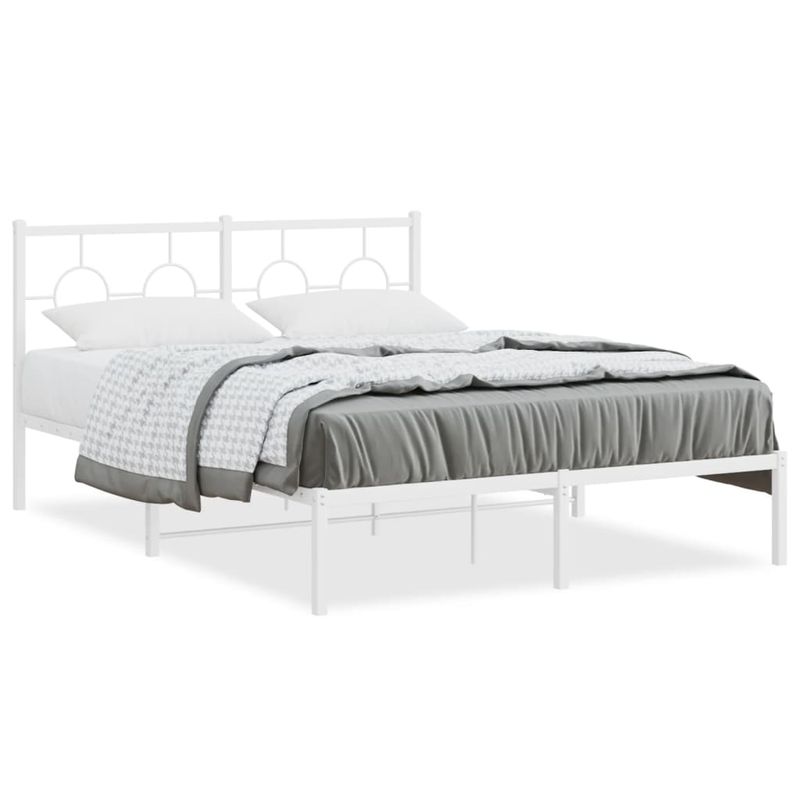 Casa si Gradina - Mobilier - Paturi si accesorii - Paturi - Cadru de pat metalic cu tablie, alb, 140x190 cm - Infinity.ro