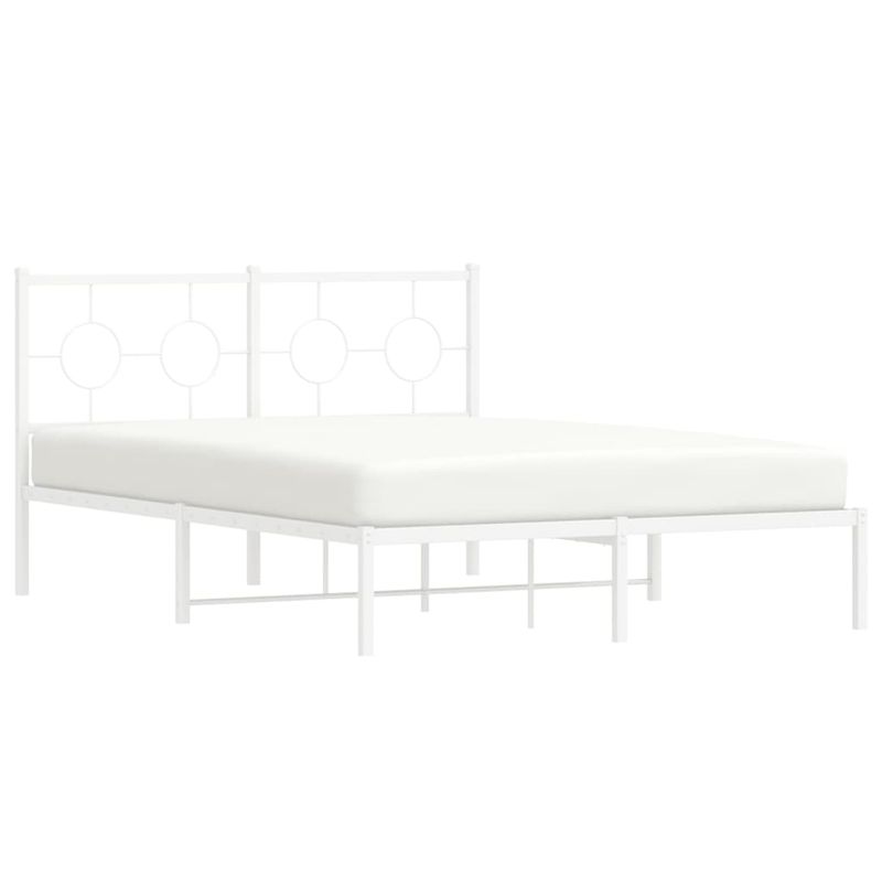 Casa si Gradina - Mobilier - Paturi si accesorii - Paturi - Cadru de pat metalic cu tablie, alb, 140x190 cm - Infinity.ro