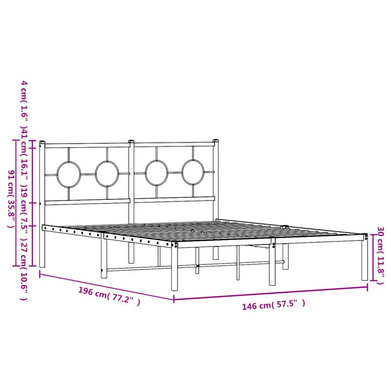 Casa si Gradina - Mobilier - Paturi si accesorii - Paturi - Cadru de pat metalic cu tablie, alb, 140x190 cm - Infinity.ro