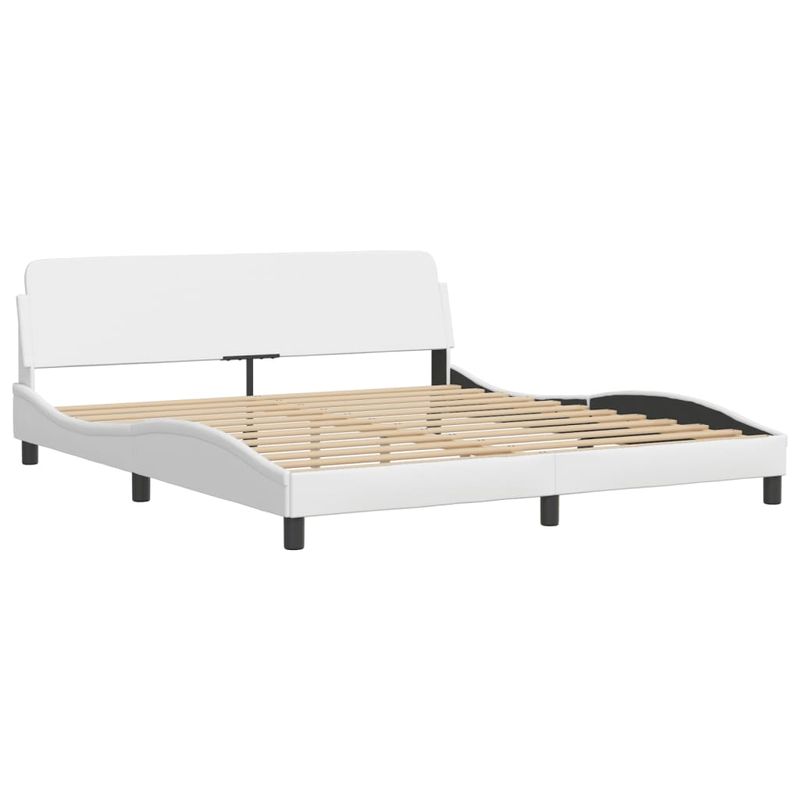 Casa si Gradina - Mobilier - Paturi si accesorii - Paturi - Pat cu saltea, alb, 180x200 cm, piele ecologica - Infinity.ro