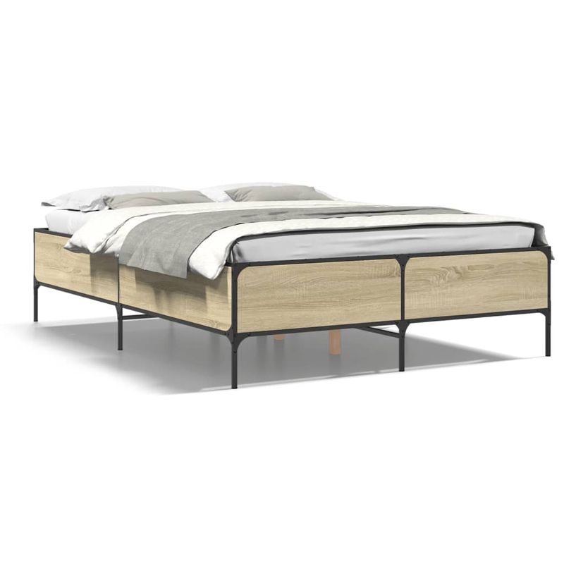 Casa si Gradina - Mobilier - Paturi si accesorii - Paturi - Cadru de pat, stejar sonoma, 120x190cm, lemn prelucrat si metal - Infinity.ro
