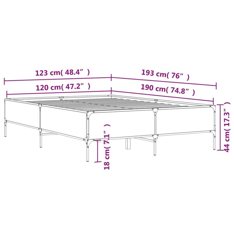 Casa si Gradina - Mobilier - Paturi si accesorii - Paturi - Cadru de pat, stejar sonoma, 120x190cm, lemn prelucrat si metal - Infinity.ro