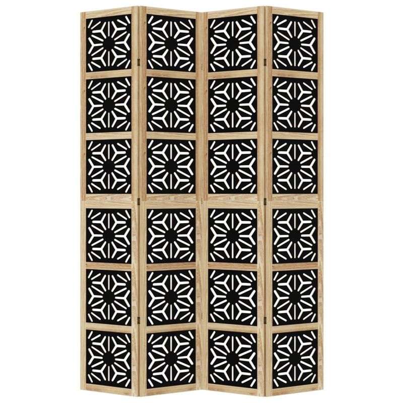 Casa si Gradina - Decoratiuni - Pereti despartitori si paravane - Paravan de camera, 4 panouri, maro/negru, lemn masiv paulownia, mărime 40x220 cm - Infinity.ro