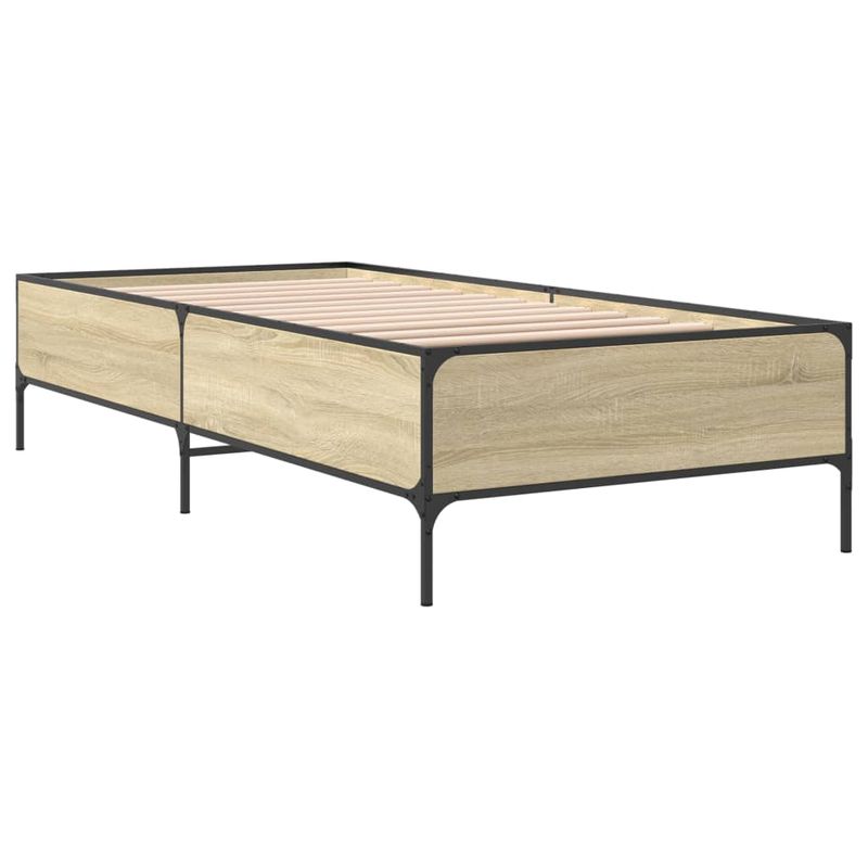 Casa si Gradina - Mobilier - Paturi si accesorii - Paturi - Cadru de pat, stejar sonoma, 90x200 cm, lemn prelucrat si metal - Infinity.ro