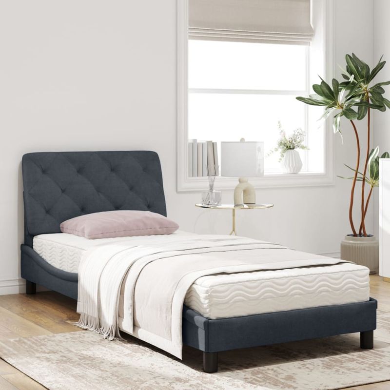 Casa si Gradina - Mobilier - Paturi si accesorii - Paturi - Pat cu saltea, gri inchis, 80x200 cm, catifea - Infinity.ro