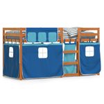 Casa si Gradina - Mobilier - Paturi si accesorii - Paturi - Pat supraetajat cu perdele, albastru, 90x190 cm, lemn masiv pin - Infinity.ro