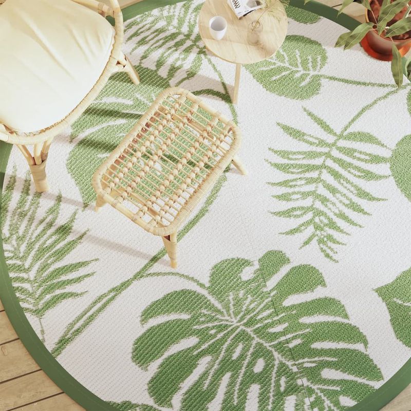 Casa si Gradina - Textile si covoare - Covoare - Covoare casa - Covor de exterior, model de frunze verzi, diametru 200 cm, PP - Infinity.ro