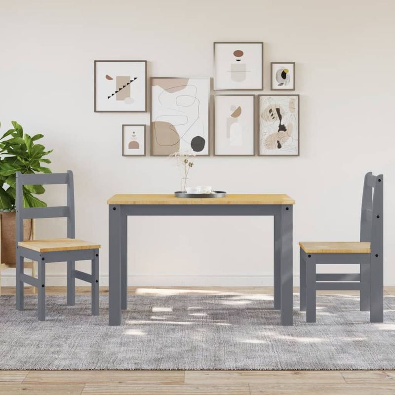 Casa si Gradina - Mobilier - Scaune si fotolii - Scaune - Scaune de bucatarie Panama 2 buc. gri 40x46x90cm lemn masiv pin - Infinity.ro