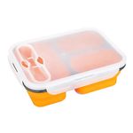 Casa si Gradina - Bucatarie si vesela - Organizare si depozitare bucatarie - Cutii alimentare - Caserola Pliabila cu 3 Compartimente Gadgetry si Tacam inclus, silicon Portocaliu - Infinity.ro