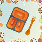 Casa si Gradina - Bucatarie si vesela - Organizare si depozitare bucatarie - Cutii alimentare - Caserola Pliabila cu 3 Compartimente Gadgetry si Tacam inclus, silicon Portocaliu - Infinity.ro