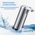 Casa si Gradina - Sanitare - Suporturi si accesorii baie - Dispensere - Dispenser pentru Sapun Lichid cu Senzor de Miscare Infrarosu, 280 ml, Gri Metalizat - Infinity.ro