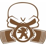 Auto si Moto - Intretinere auto - Stickere auto - Sticker auto, IMAGE, Piston skull PEUGEOT, cupru, 22 x 20 cm - Infinity.ro