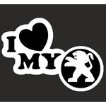 Auto si Moto - Intretinere auto - Stickere auto - Sticker auto, IMAGE, I love my PEUGEOT, alb, 23 x 17 cm - Infinity.ro