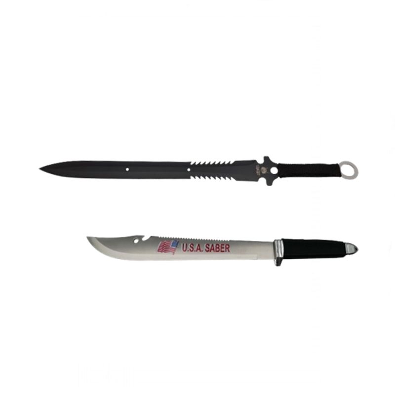 Sport si Outdoor - Camping - Cutite, bricege si accesorii - Cutite si bricege - Set sabie si maceta de vanatoare, IdeallStore®, negru, 45.5 cm, teaca inclusa - Infinity.ro