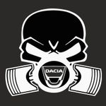 Auto si Moto - Intretinere auto - Stickere auto - Sticker auto, IMAGE, Piston skull DACIA, alb, 22 x 20 cm - Infinity.ro