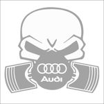Auto si Moto - Intretinere auto - Stickere auto - Sticker auto, IMAGE, Piston skull AUDI, argintiu, 22 x 20 cm - Infinity.ro