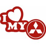Auto si Moto - Intretinere auto - Stickere auto - Sticker auto, IMAGE, I love my MITSUBISHI, rosu, 23 x 17 cm - Infinity.ro