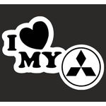 Auto si Moto - Intretinere auto - Stickere auto - Sticker auto, IMAGE, I love my MITSUBISHI, alb, 23 x 17 cm - Infinity.ro