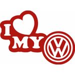 Auto si Moto - Intretinere auto - Stickere auto - Sticker auto, IMAGE, I love my VOLKSWAGEN, rosu, 23 x 17 cm - Infinity.ro