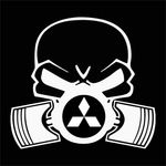 Auto si Moto - Intretinere auto - Stickere auto - Sticker auto, IMAGE, Piston skull MITSUBISHI, alb, 22 x 20 cm - Infinity.ro