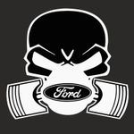 Auto si Moto - Intretinere auto - Stickere auto - Sticker auto, IMAGE, Piston skull FORD, alb, 22 x 20 cm - Infinity.ro