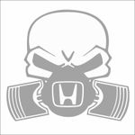 Auto si Moto - Intretinere auto - Stickere auto - Sticker auto, IMAGE, Piston skull HONDA, argintiu, 22 x 20 cm - Infinity.ro