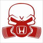 Auto si Moto - Intretinere auto - Stickere auto - Sticker auto, IMAGE, Piston skull HONDA, rosu, 22 x 20 cm - Infinity.ro