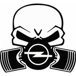 Auto si Moto - Intretinere auto - Stickere auto - Sticker auto, IMAGE, Piston skull OPEL, negru, 22 x 20 cm - Infinity.ro