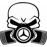 Auto si Moto - Intretinere auto - Stickere auto - Sticker auto, IMAGE, Piston skull MERCEDES, negru, 22 x 20 cm - Infinity.ro