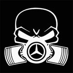 Auto si Moto - Intretinere auto - Stickere auto - Sticker auto, IMAGE, Piston skull MERCEDES, alb, 22 x 20 cm - Infinity.ro