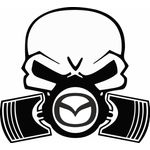 Auto si Moto - Intretinere auto - Stickere auto - Sticker auto, IMAGE, Piston skull MAZDA, negru, 22 x 20 cm - Infinity.ro