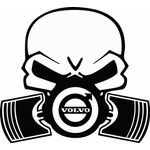Auto si Moto - Intretinere auto - Stickere auto - Sticker auto, IMAGE, Piston skull VOLVO, negru, 22 x 20 cm - Infinity.ro