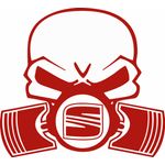 Auto si Moto - Intretinere auto - Stickere auto - Sticker auto, IMAGE, Piston skull SEAT, rosu, 22 x 20 cm - Infinity.ro