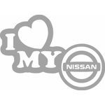 Auto si Moto - Intretinere auto - Stickere auto - Sticker auto, IMAGE, I love my NISSAN, argintiu, 23 x 17 cm - Infinity.ro