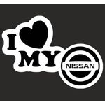 Auto si Moto - Intretinere auto - Stickere auto - Sticker auto, IMAGE, I love my NISSAN, alb, 23 x 17 cm - Infinity.ro