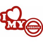 Auto si Moto - Intretinere auto - Stickere auto - Sticker auto, IMAGE, I love my NISSAN, rosu, 23 x 17 cm - Infinity.ro