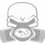Auto si Moto - Intretinere auto - Stickere auto - Sticker auto, IMAGE, Piston skull SUBARU, argintiu, 22 x 20 cm - Infinity.ro