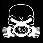 Auto si Moto - Intretinere auto - Stickere auto - Sticker auto, IMAGE, Piston skull SUBARU, alb, 22 x 20 cm - Infinity.ro