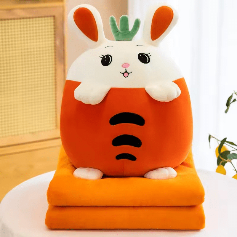 Jucarii, Copii si Bebe - Jucarii si jocuri - Jucarii de plus - Jucarie de plus, dimensiuni 25X30X30cm, cu Paturica pufoasa, dimensiuni 180x100cm,  Model Portocala, Culoare Portocaliu - Infinity.ro