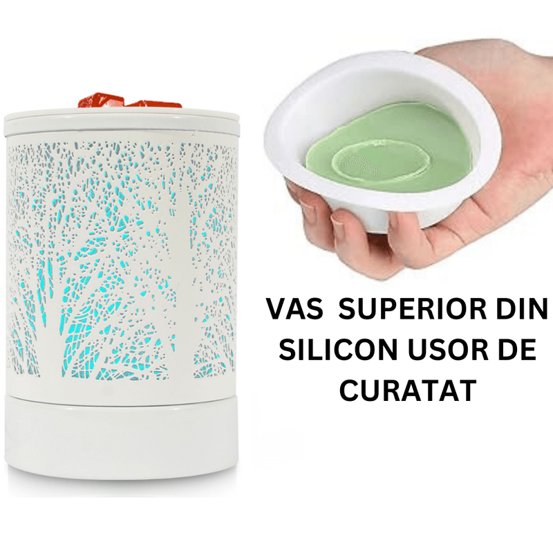 Casa si Gradina - Decoratiuni - Aromaterapie si lumanari - Difuzoare aromaterapie - Aparat metalic aromaterapie electric, ulei esential, lumina de noapte, ornament, culori schimbatoare automat, Alb - Infinity.ro