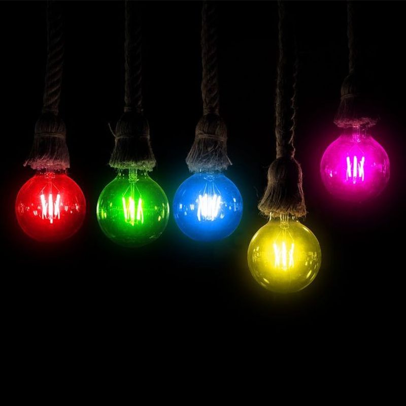 Casa si Gradina - Corpuri si surse de iluminat - Becuri si tuburi neon - Becuri - Bec led filament 2W(10W), dulie E27, forma G45, sticla rosie, V-TAC - Infinity.ro