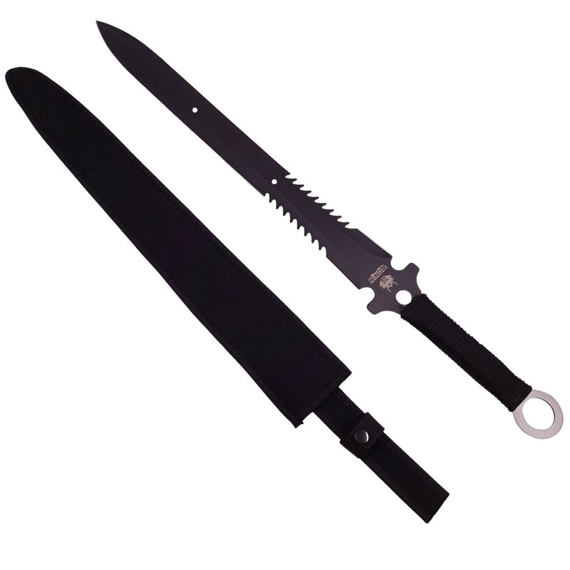 Sport si Outdoor - Camping - Cutite, bricege si accesorii - Cutite si bricege - Set topor si sabie de vanatoare, IdeallStore®,  negru, 39 cm, teaca inclusa - Infinity.ro