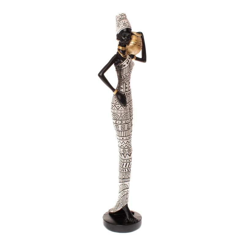 Casa si Gradina - Decoratiuni - Obiecte decorative - Accesorii decorative - Statueta African Girl 1, Rasina, Negru, 42 cm - Infinity.ro