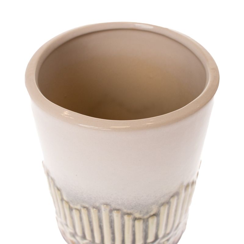Casa si Gradina - Decoratiuni - Obiecte decorative - Vaze si boluri decorative - Vaza Degrade Line, Ceramica, Crem, 13 cm - Infinity.ro